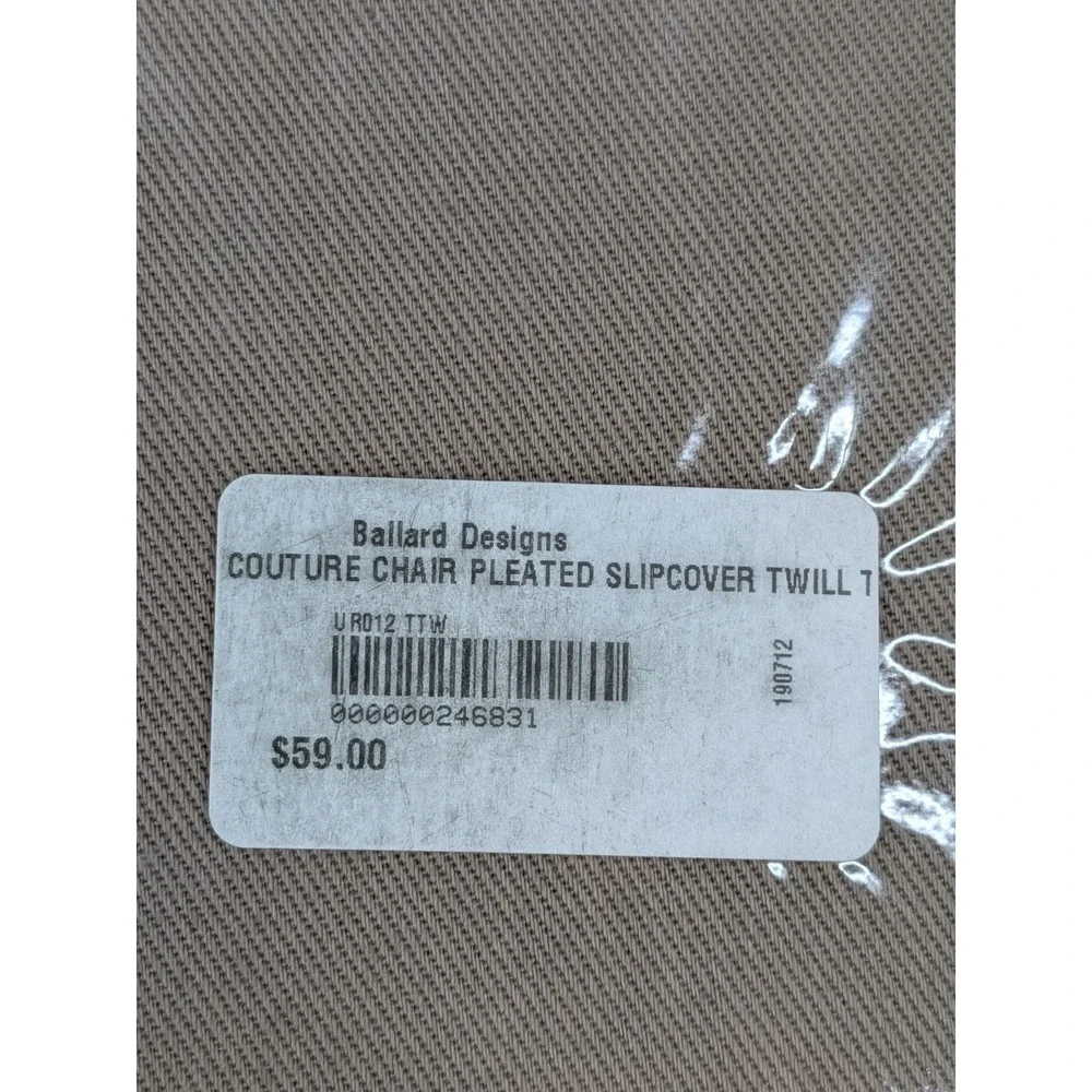 NWOT-READ! $59😍Ballard Designs Couture Chair Slipcover Twill Pleated Taupe